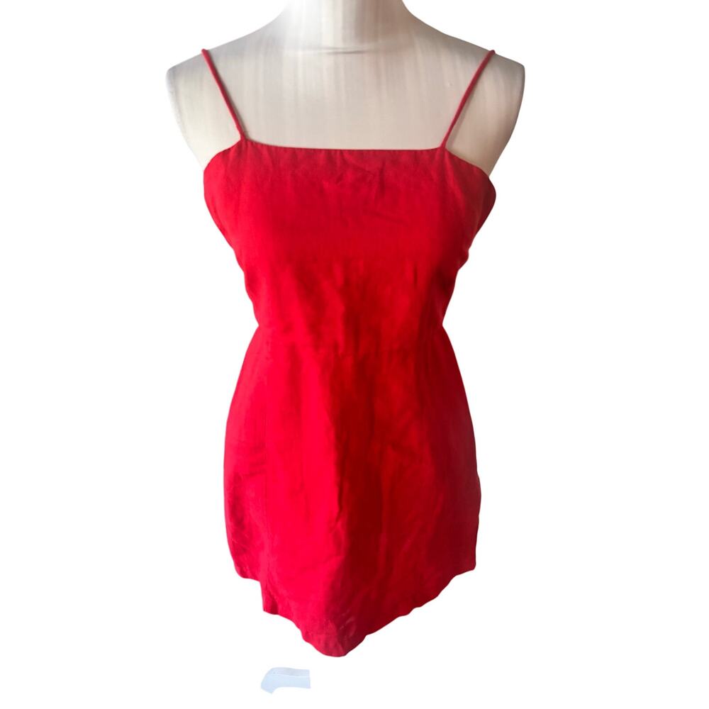 Zara Red Linen Summer Dress Size S